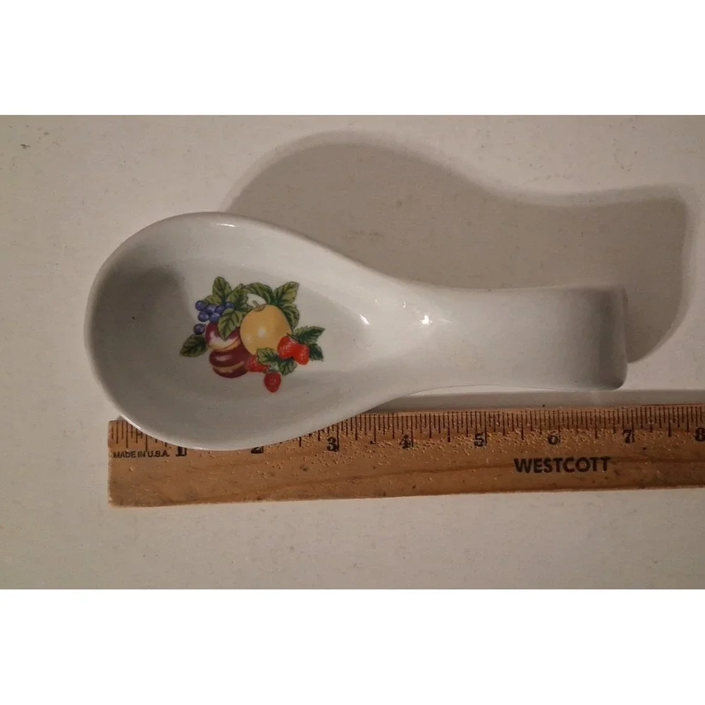 Vintage Spoon Rest Fruit Ceramic Cottage Grandma Core Country Farmhouse Kitchen
